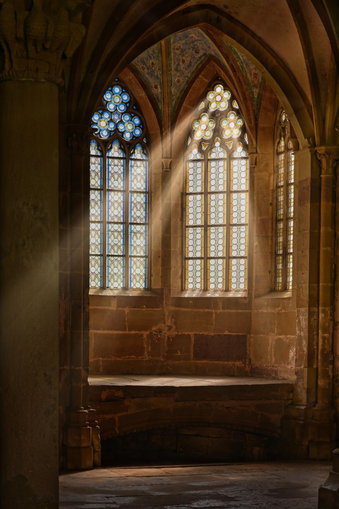 Light Coming through three corner glass windows